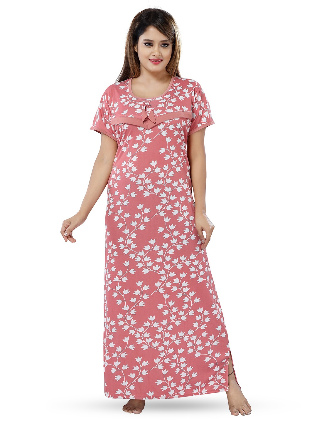 

SHOPPING STATION Floral Printed Satin Maternity Maxi Nightdress, Pink