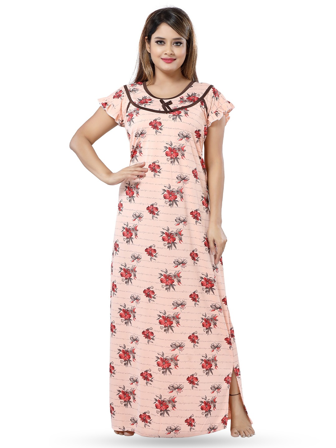 

SHOPPING STATION Floral Printed Satin Maxi Nightdress, Pink