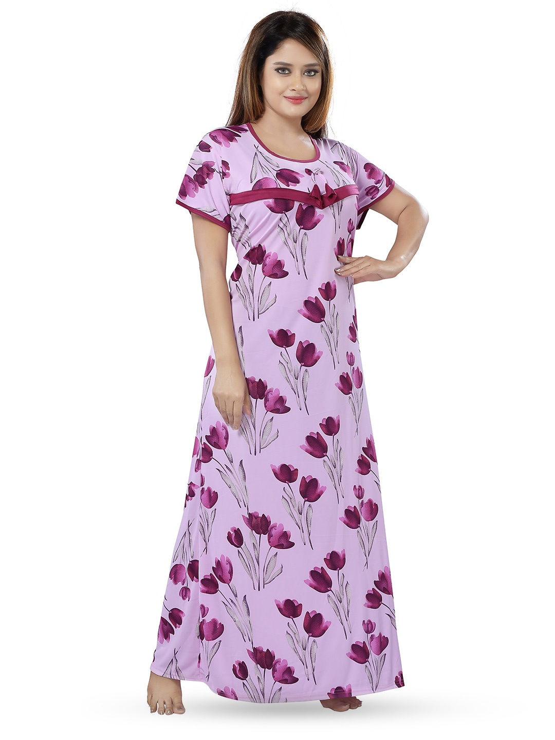 

SHOPPING STATION Floral Printed Satin Maternity Maxi Nightdress, Pink