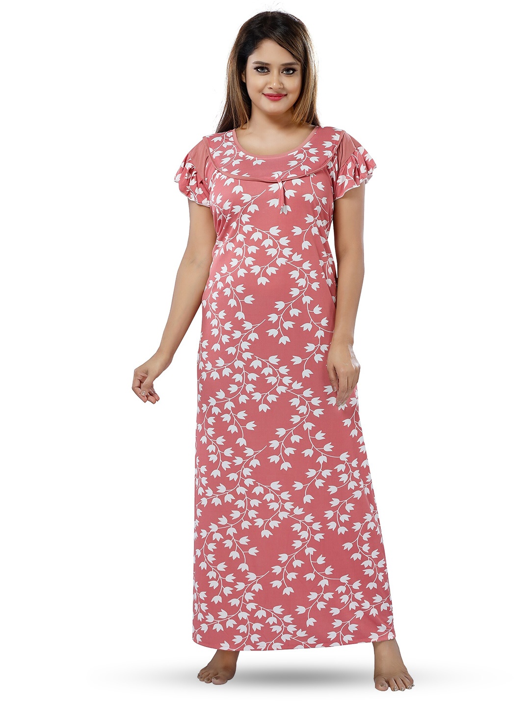 

SHOPPING STATION Floral Printed Satin Maxi Nightdress, Pink