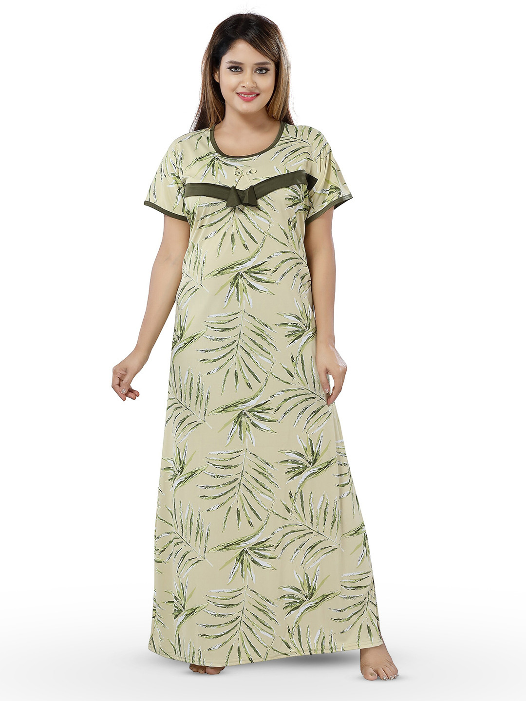 

SHOPPING STATION Floral Printed Satin Maternity Maxi Nightdress, Green