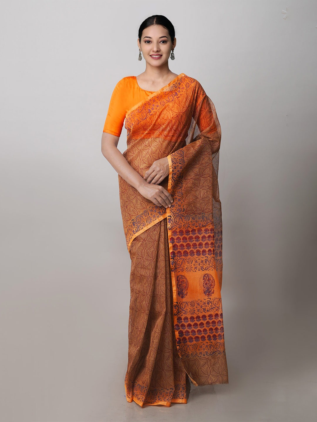 

Unnati Silks Ethnic Motifs Printed Saree, Brown
