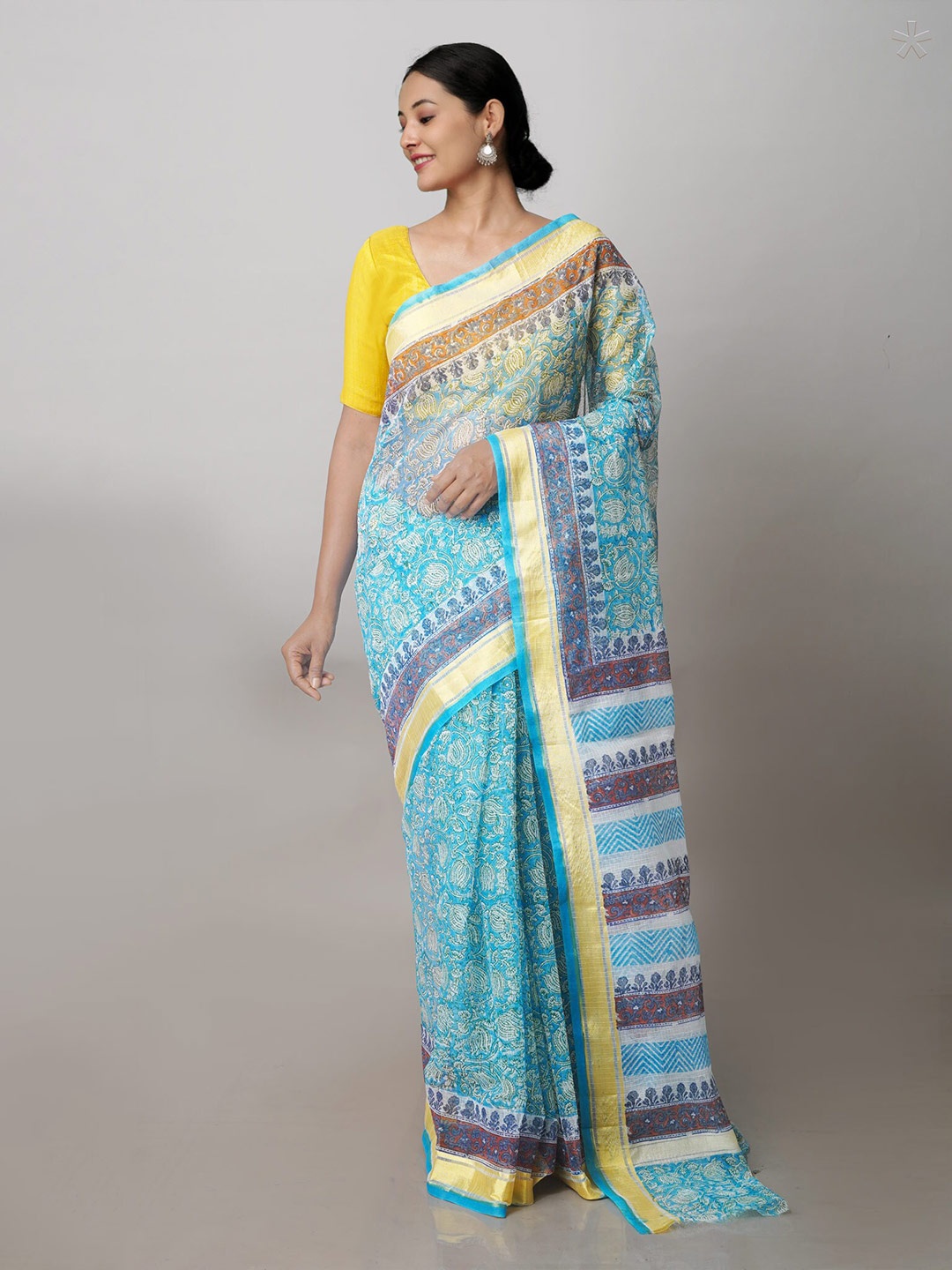 

Unnati Silks Ethnic Motifs Pure Cotton Kota Saree, Blue
