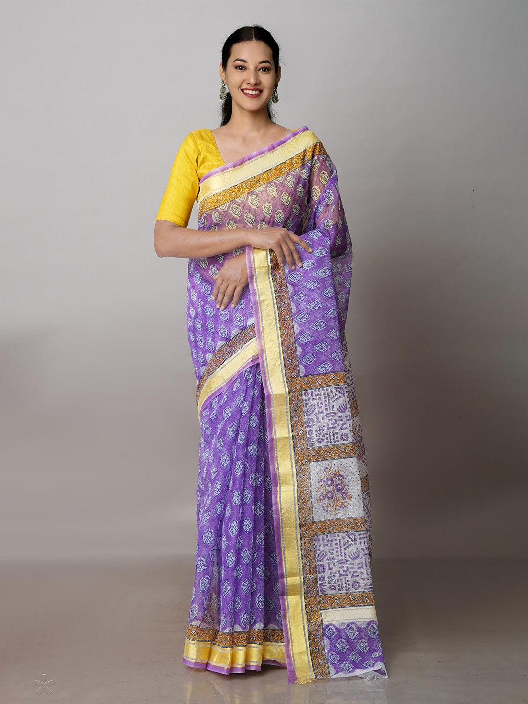 

Unnati Silks Ethnic Motifs Printed Pure Cotton Kota Saree, Purple