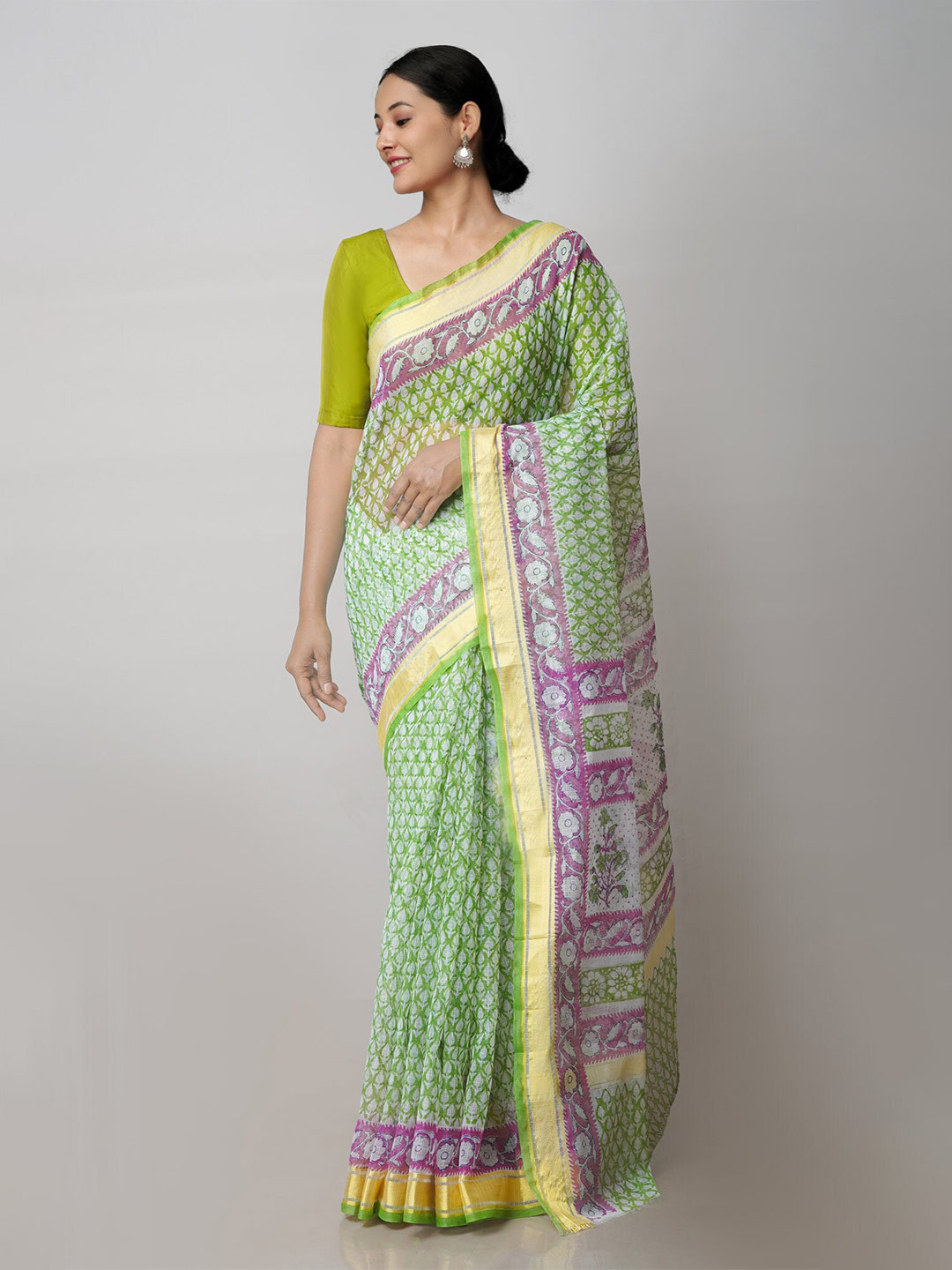 

Unnati Silks Ethnic Motifs Printed Pure Cotton Kota Saree, Green