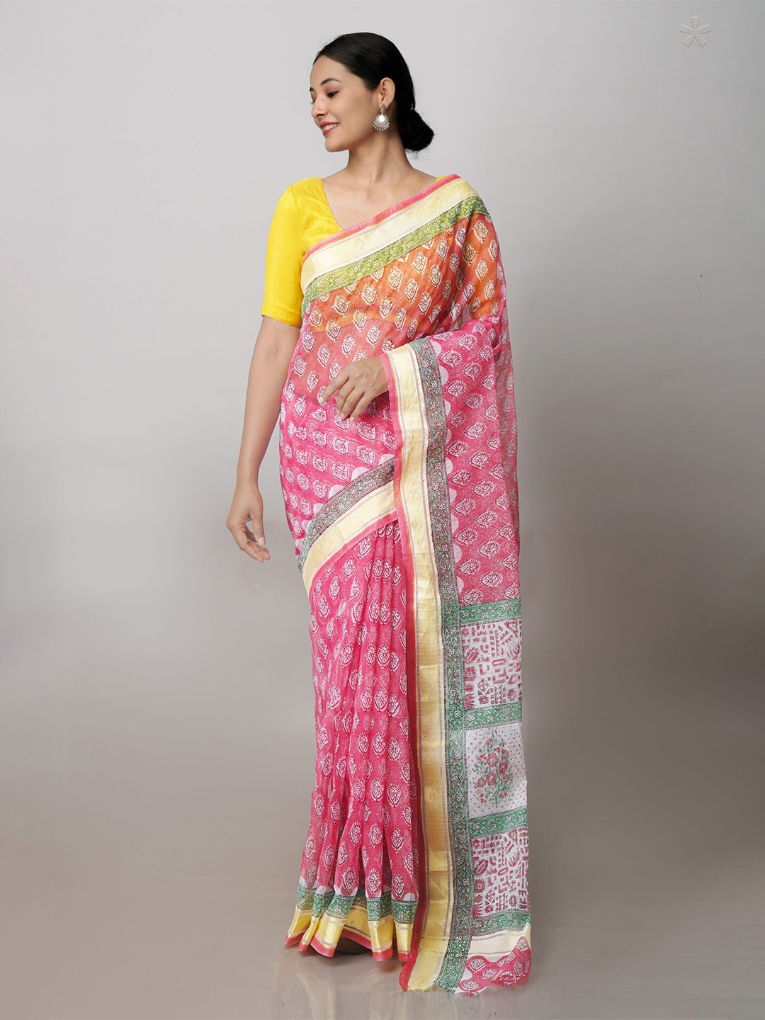 

Unnati Silks Ethnic Motifs Printed Pure Cotton Kota Saree, Red