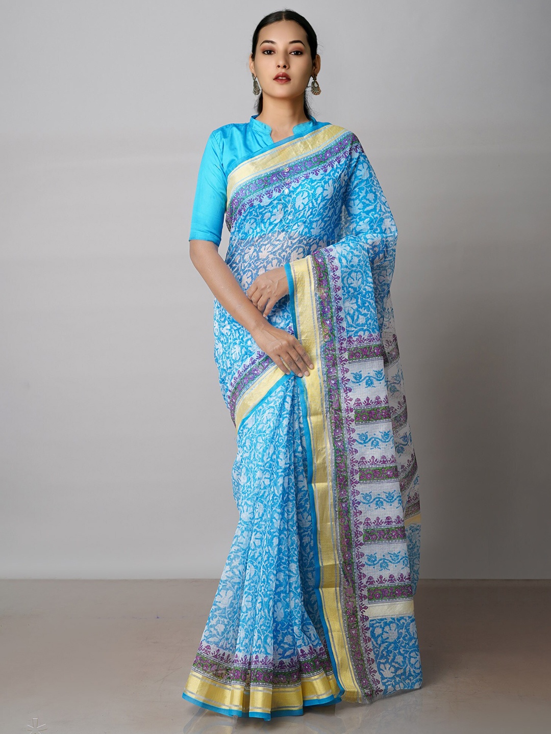 

Unnati Silks Ethnic Motifs Pure Cotton Kota Saree, Blue