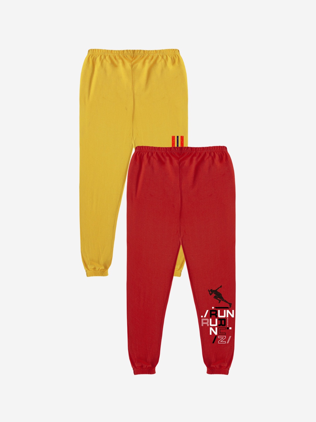 

x2o Kids Pack Of 2 Printed Relaxed Fit Cotton Joggers, Yellow