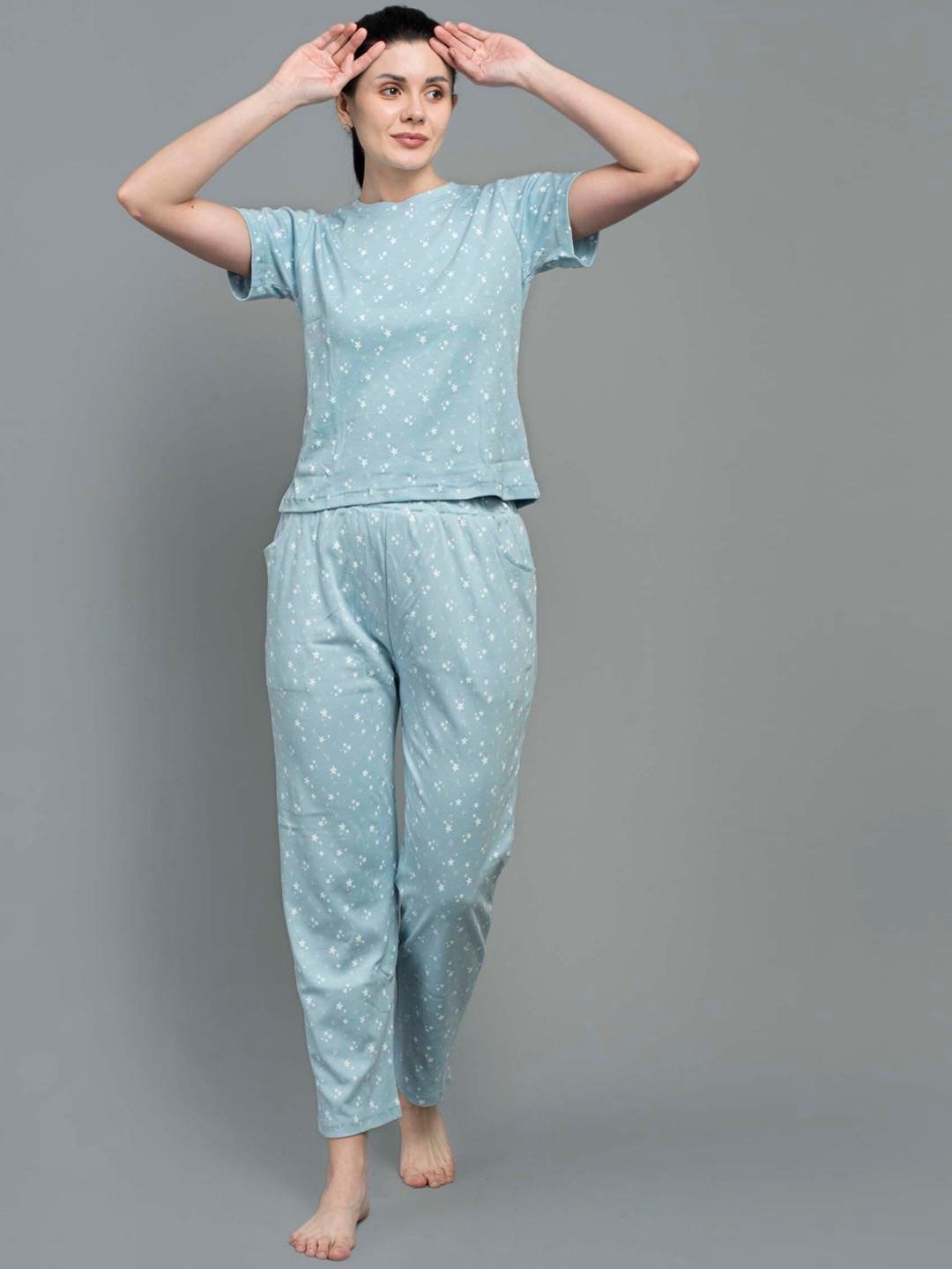 

Keepfit Conversational Printed Pure Cotton Night Suit, Blue