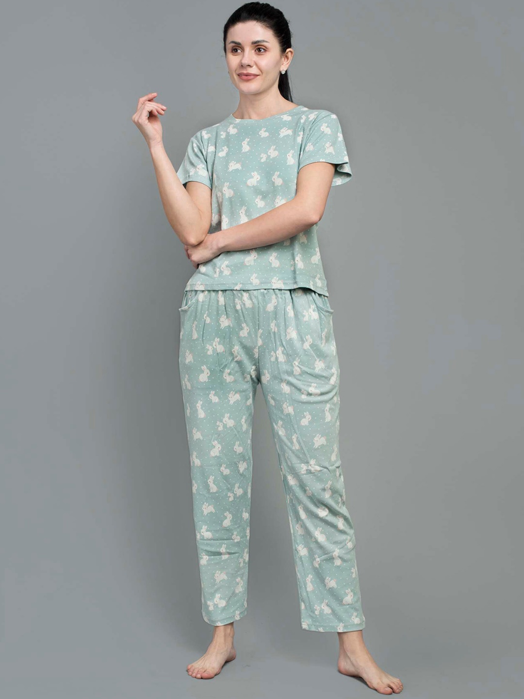 

Keepfit Conversational Printed Pure Cotton Night Suit, Blue