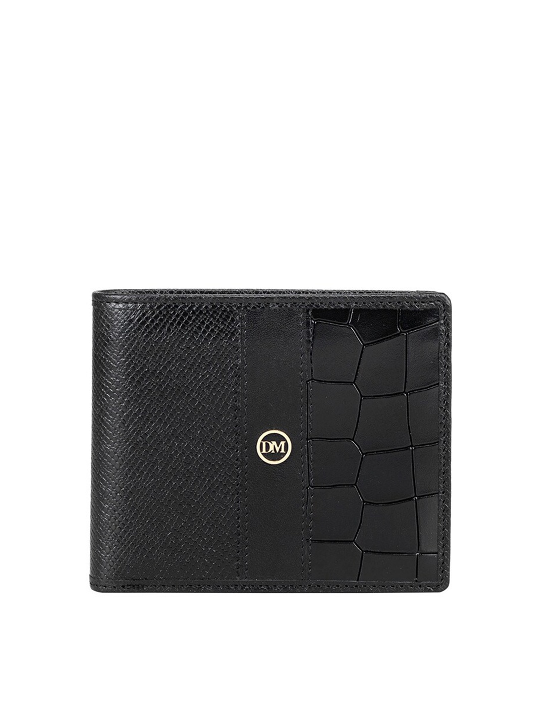 

Da Milano Men Textured Leather Two Fold Wallet, Black