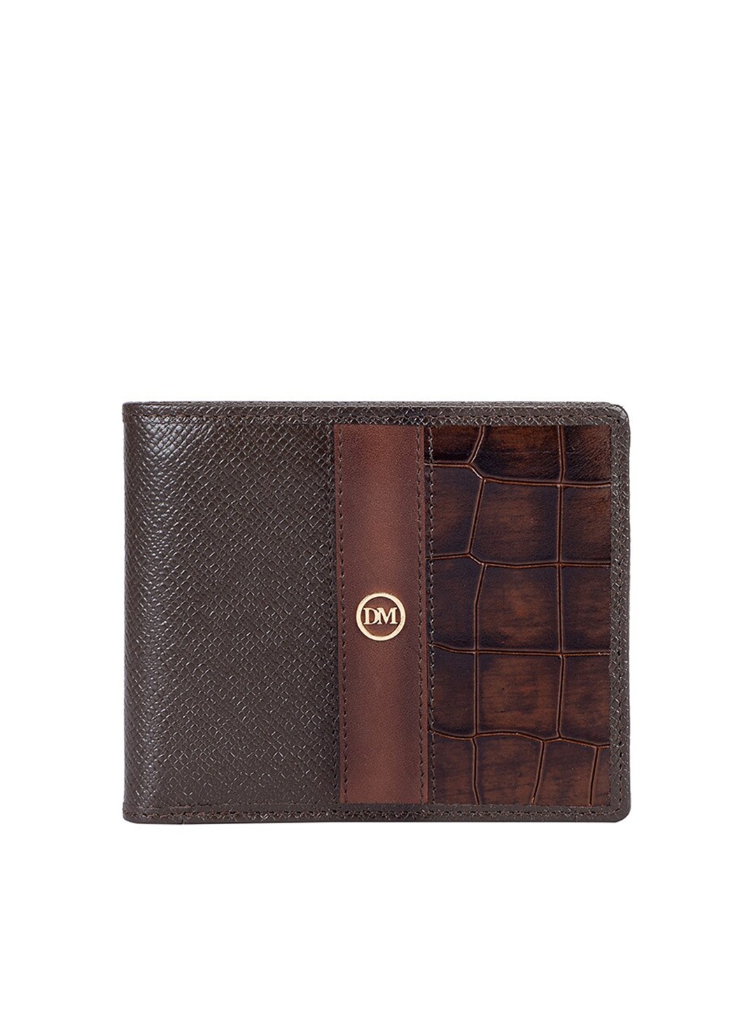 

Da Milano Men Textured Leather Two Fold Wallet, Brown