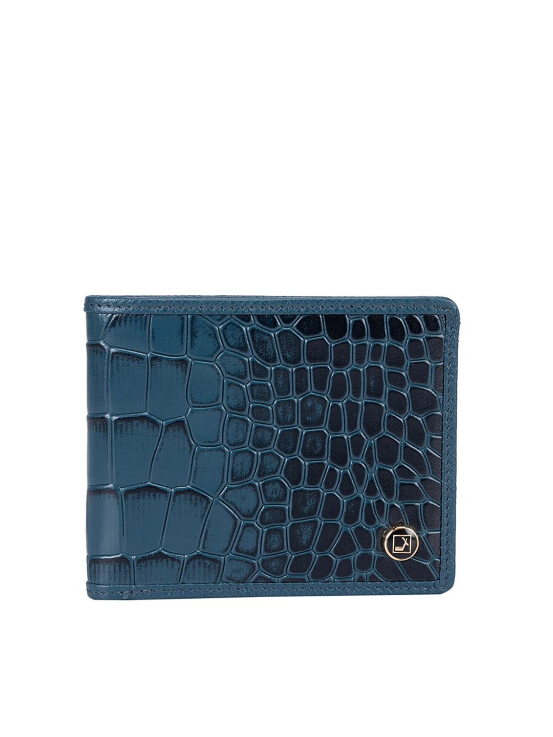 

Da Milano Men Textured Leather Two Fold Wallet, Blue