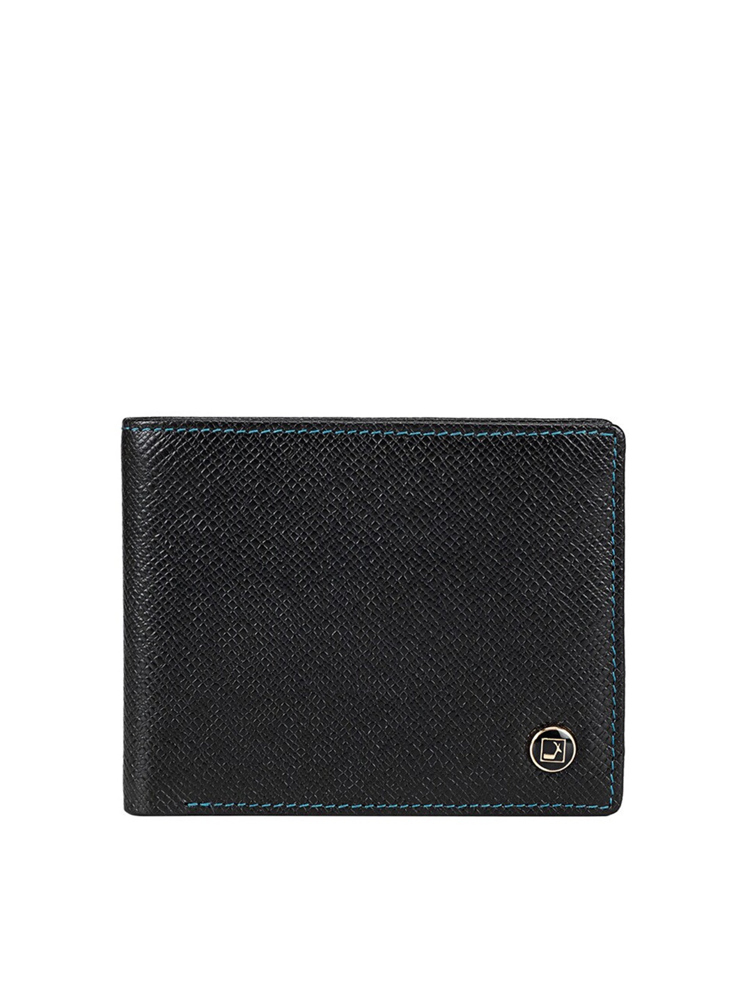 

Da Milano Men Textured Leather Two Fold Wallet, Black