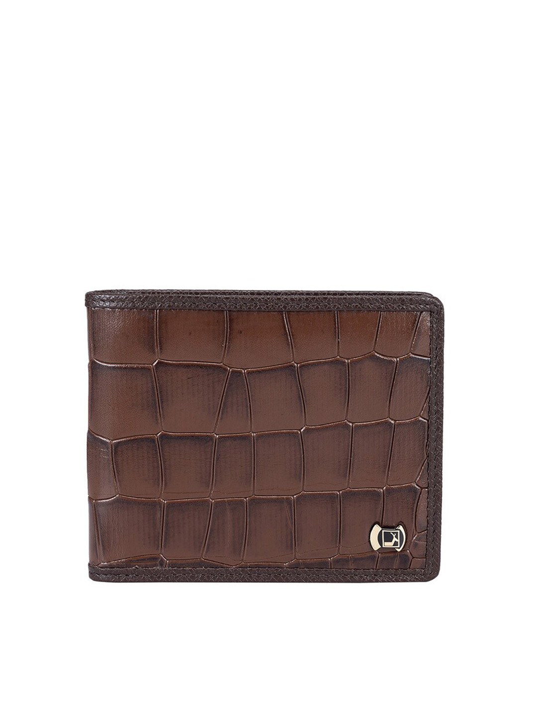

Da Milano Men Textured Leather Two Fold Wallet, Coffee brown