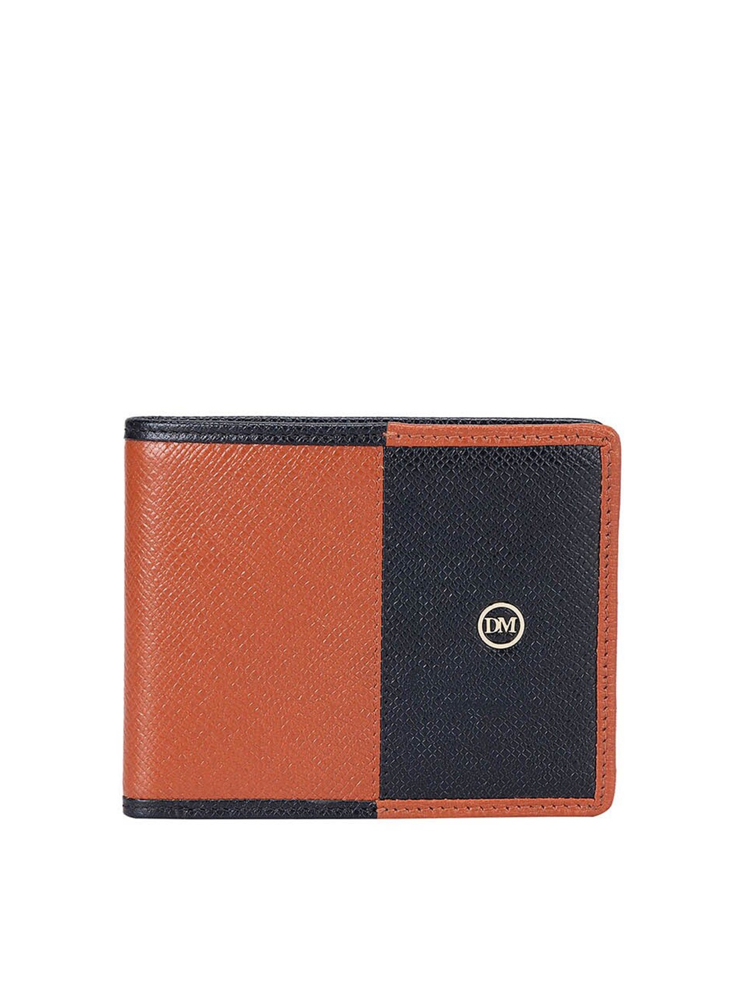 

Da Milano Men Colourblocked Leather Two Fold Wallet, Brown
