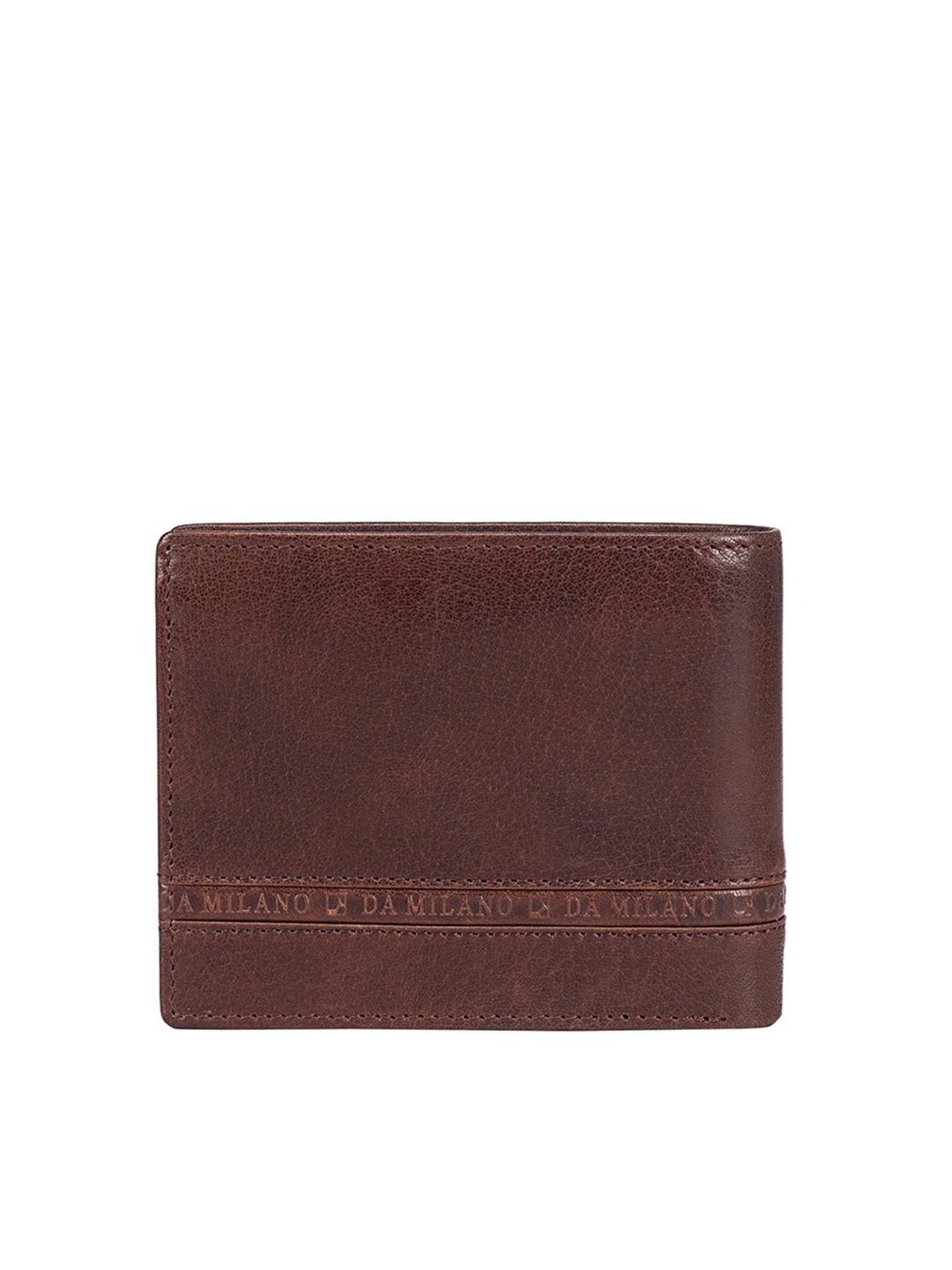 

Da Milano Men Textured Leather Two Fold Wallet, Brown