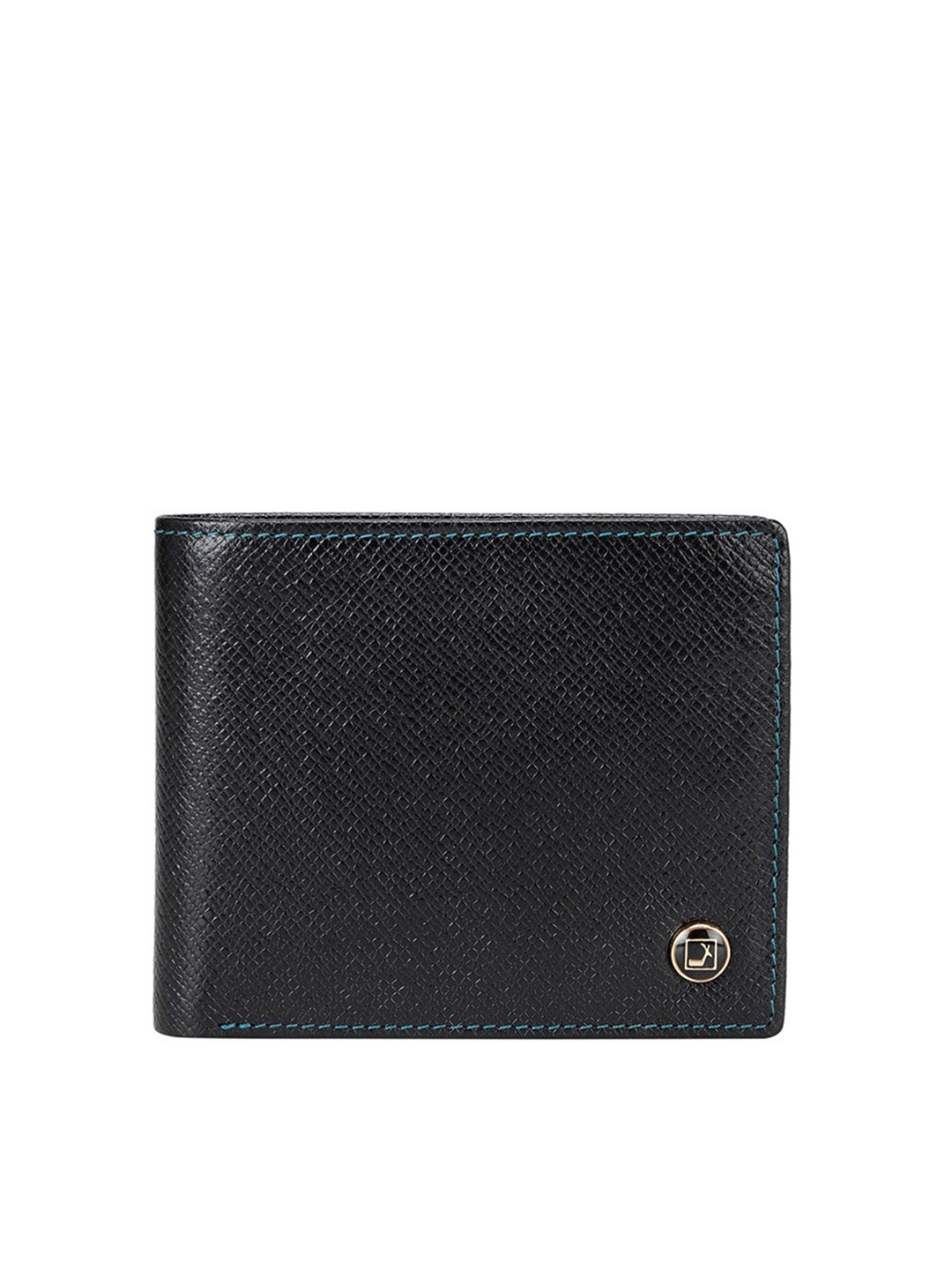 

Da Milano Men Textured Leather Two Fold Wallet, Black