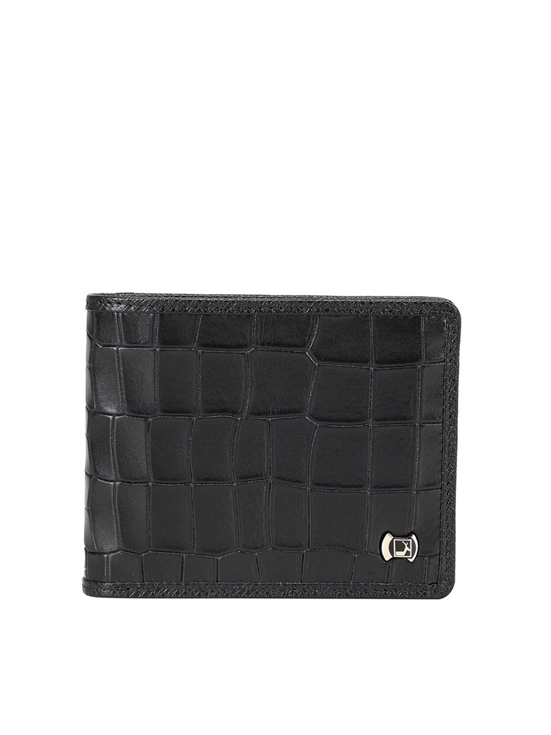 

Da Milano Men Textured Leather Two Fold Wallet, Black