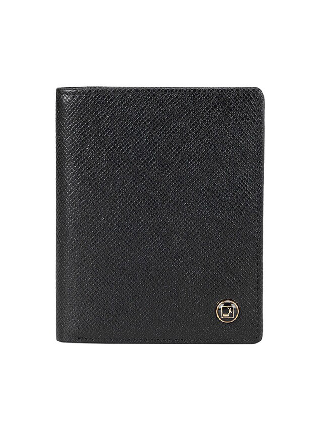 

Da Milano Men Textured Leather Two Fold Wallet With RFID, Black