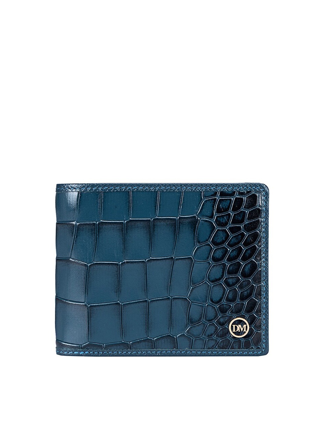 

Da Milano Men Textured Leather Two Fold Wallet, Blue