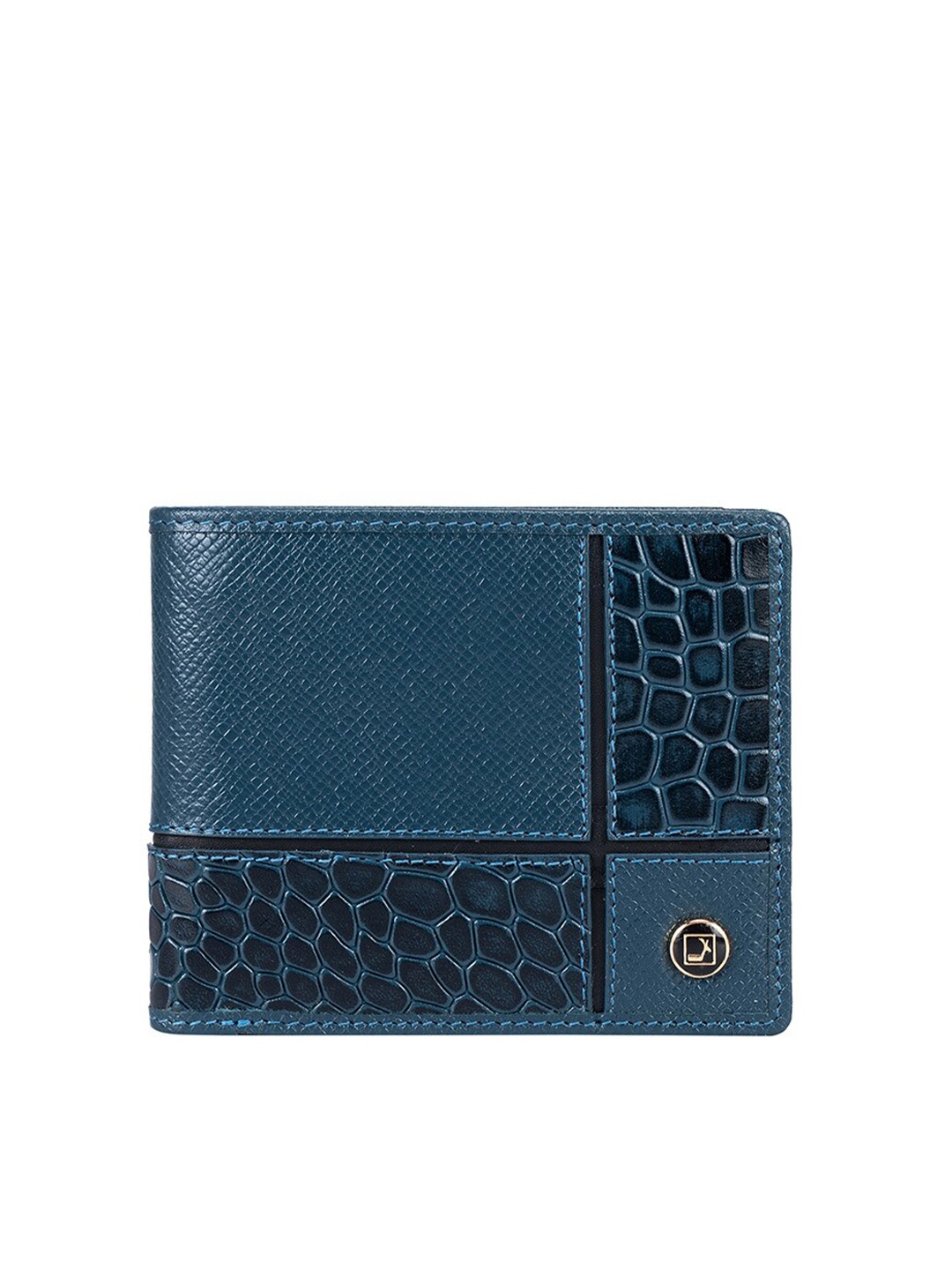 

Da Milano Men Textured Leather Two Fold Wallet, Blue