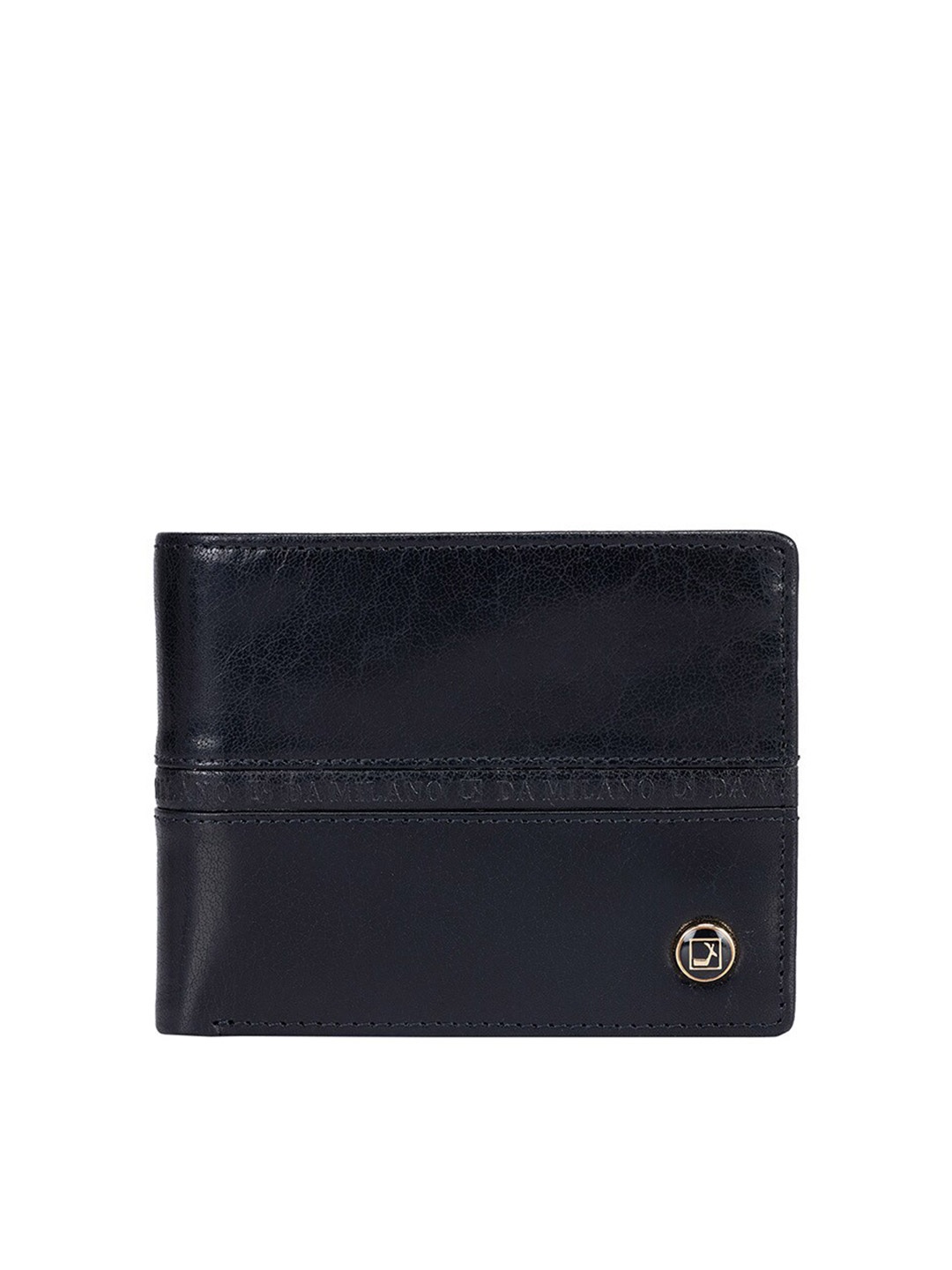 

Da Milano Men Textured Leather Two Fold Wallet, Black