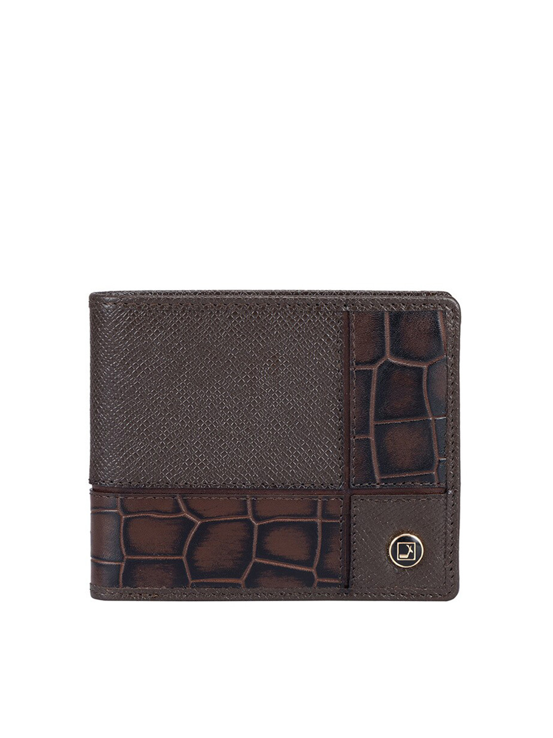 

Da Milano Men Textured Leather Two Fold Wallet, Brown