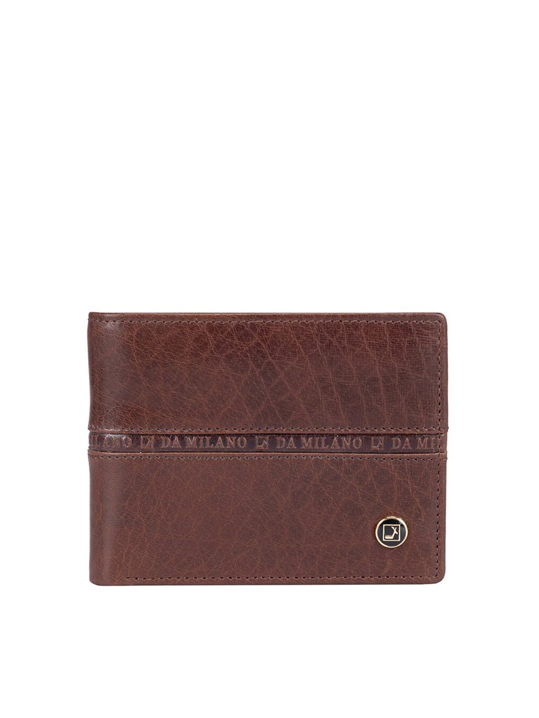 

Da Milano Men Textured Leather Two Fold Wallet, Brown