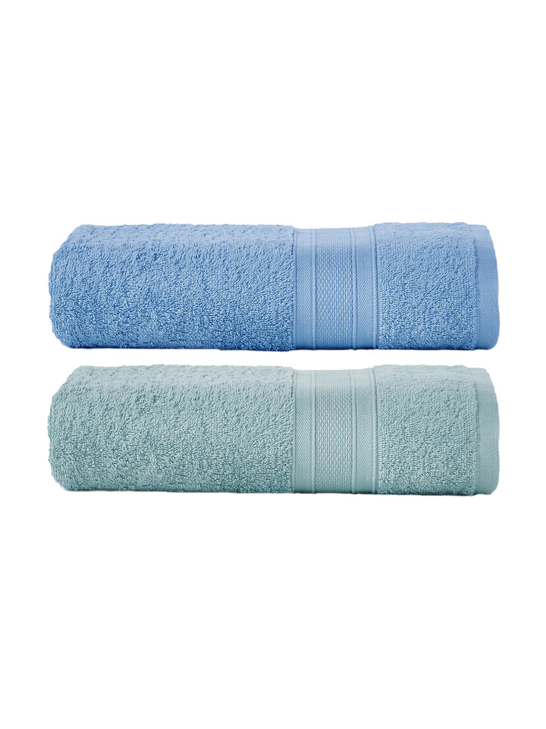 

MYTRIDENT Set of 2 Solid Pure Cotton 500 GSM Soft Plush Bath Towels, Blue