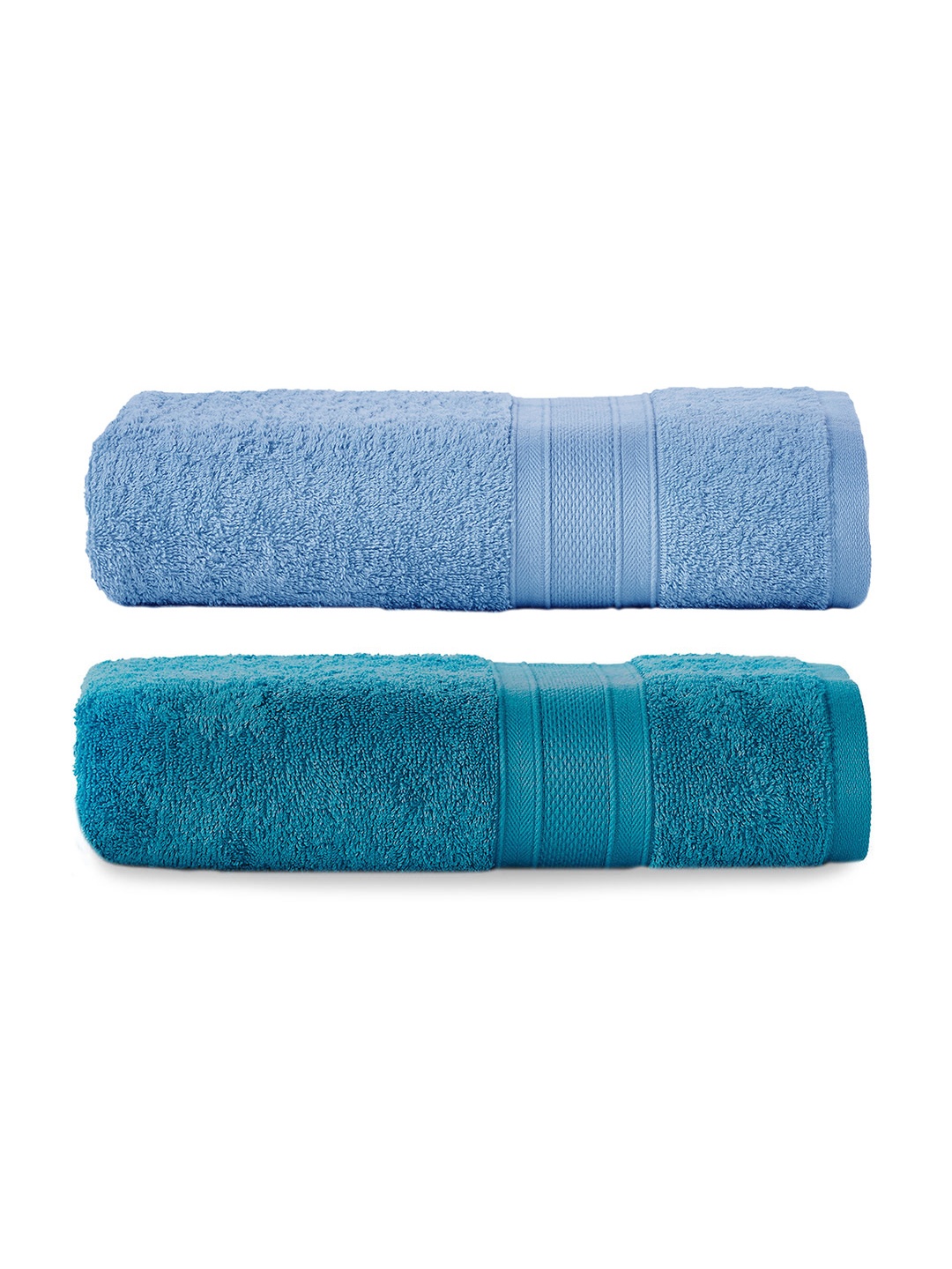 

MYTRIDENT Set of 2 Solid Pure Cotton 500 GSM Soft Plush Bath Towels, Blue