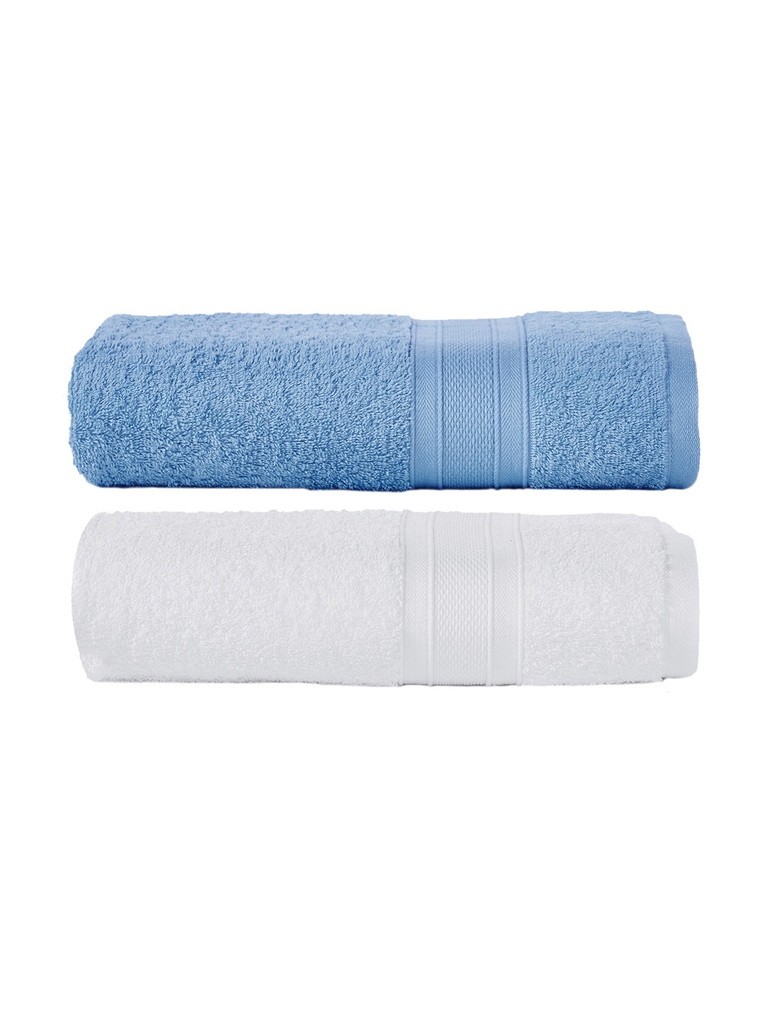 

MYTRIDENT Set of 2 Solid Pure Cotton 500 GSM Soft Plush Bath Towels, White