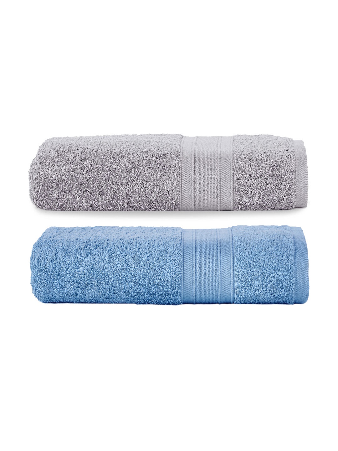 

MYTRIDENT Set of 2 Solid Pure Cotton 500 GSM Soft Plush Bath Towels, Blue