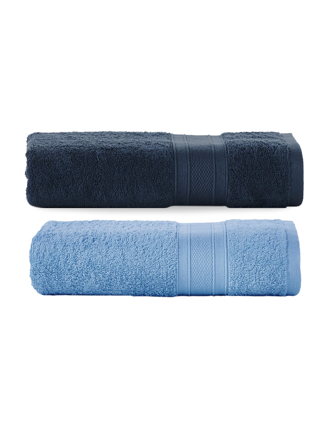 

MYTRIDENT Set of 2 Solid Pure Cotton 500 GSM Soft Plush Bath Towels, Blue