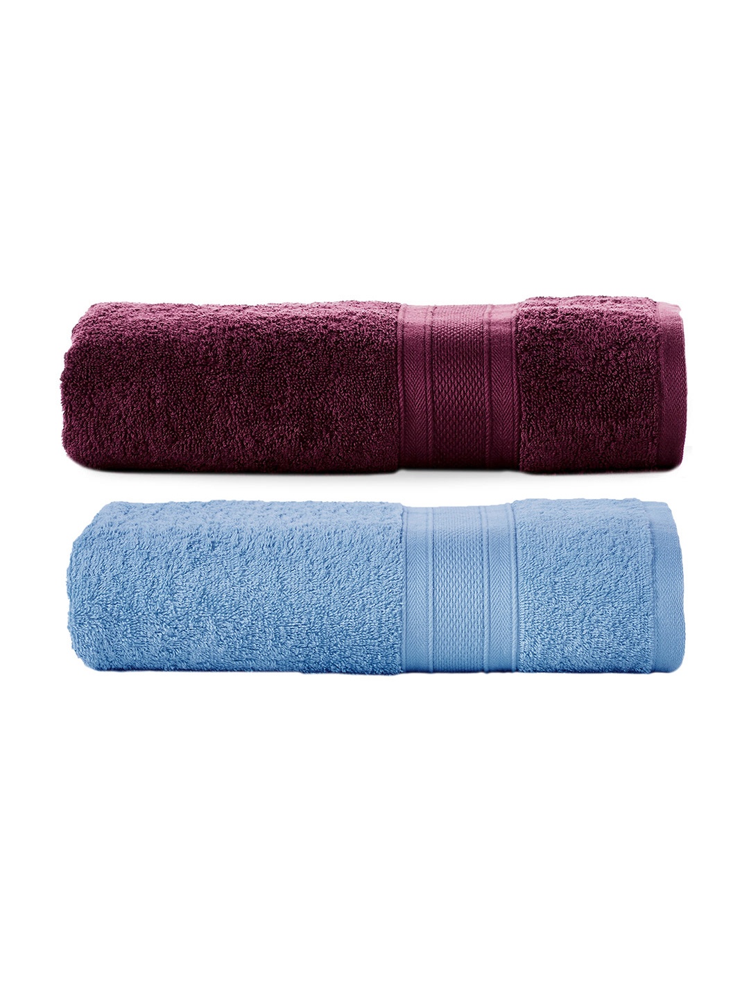 

MYTRIDENT Set of 2 Solid Pure Cotton 500 GSM Soft Plush Bath Towels, Blue