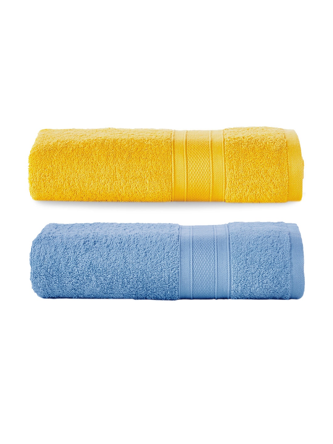 

MYTRIDENT Set of 2 Solid Pure Cotton 500 GSM Soft Plush Bath Towels, Blue