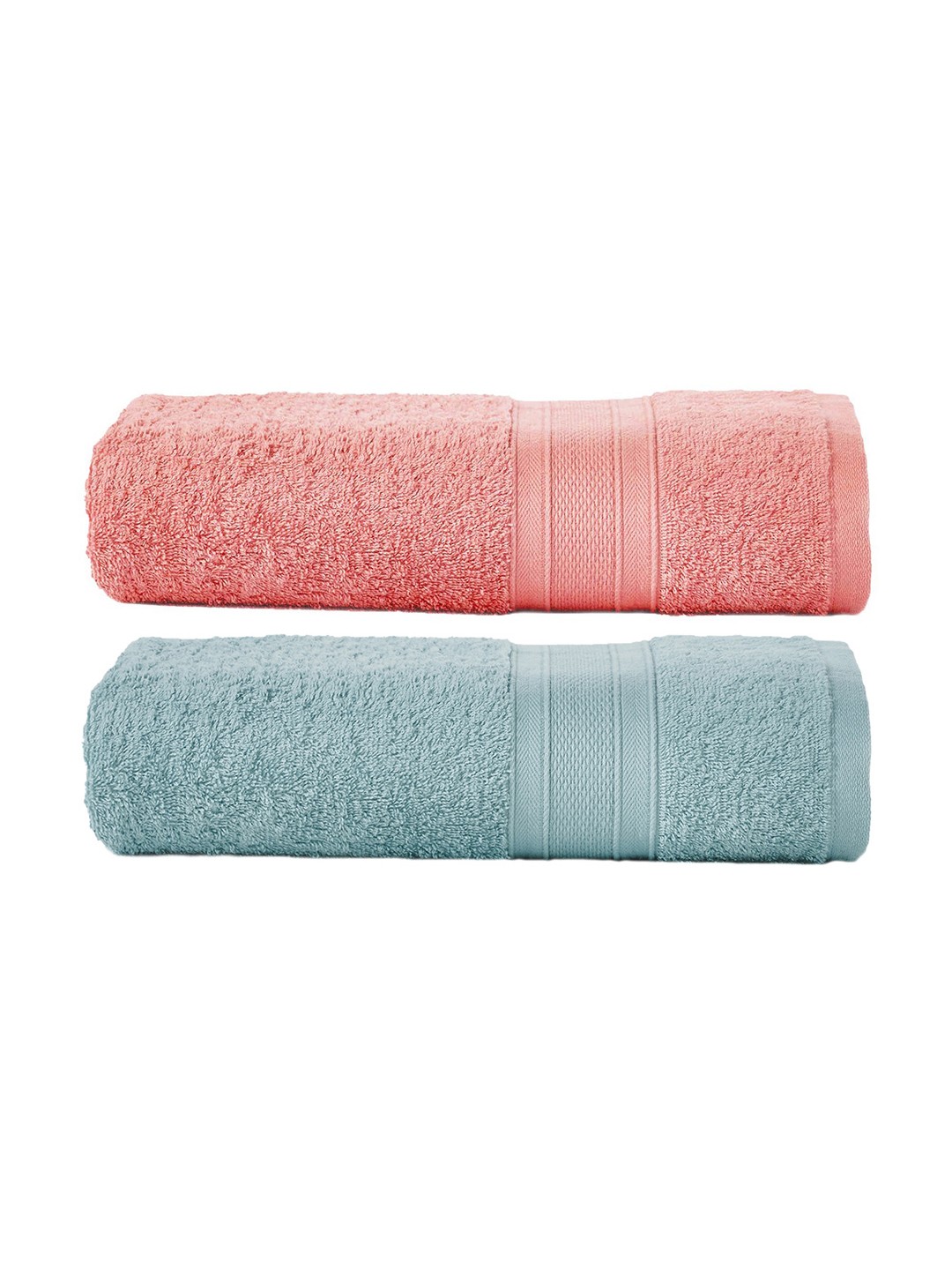 

MYTRIDENT Set of 2 Solid Pure Cotton 500 GSM Soft Plush Bath Towels, Peach