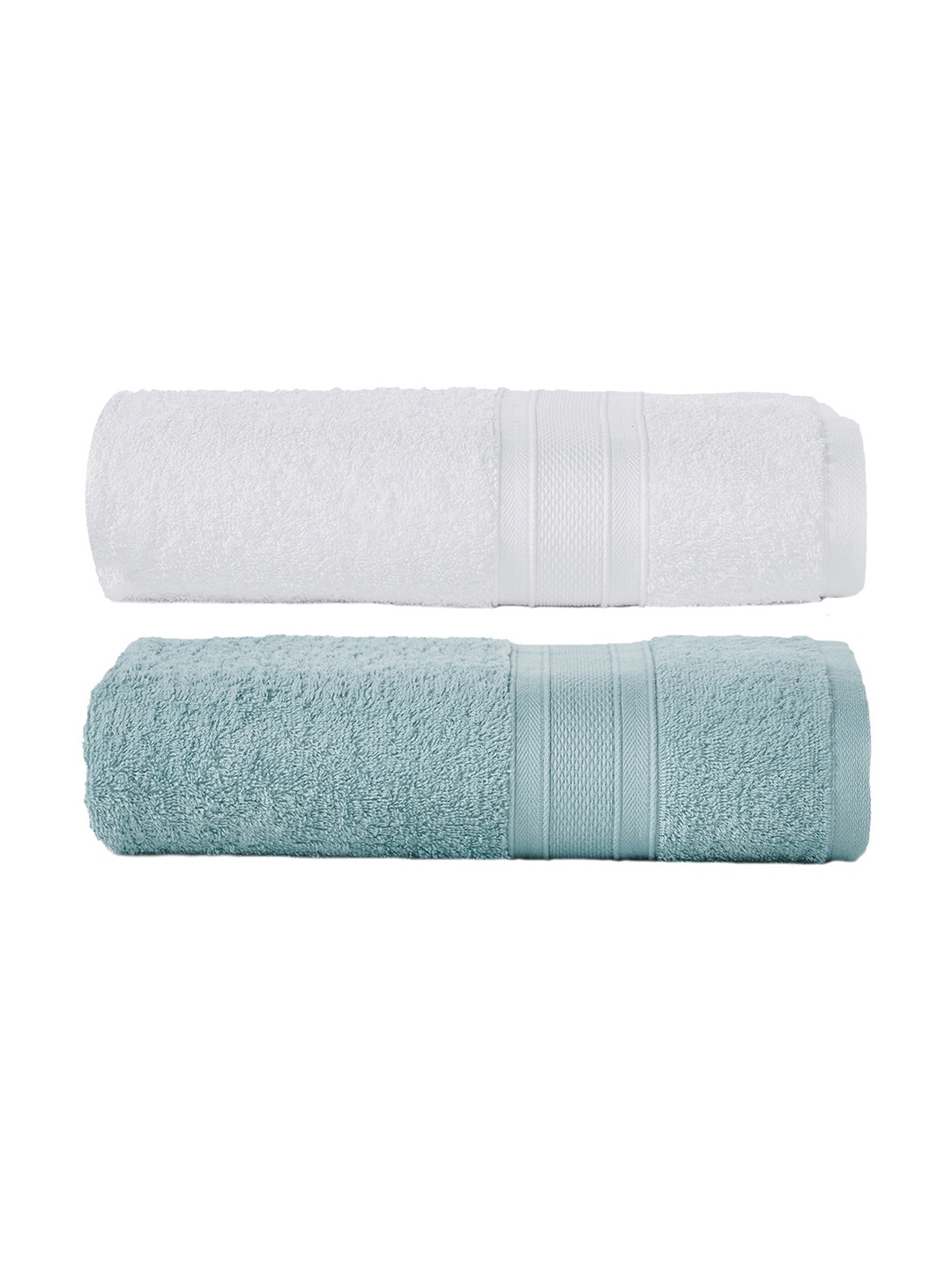 

MYTRIDENT Set of 2 Solid Pure Cotton 500 GSM Soft Plush Bath Towels, Green