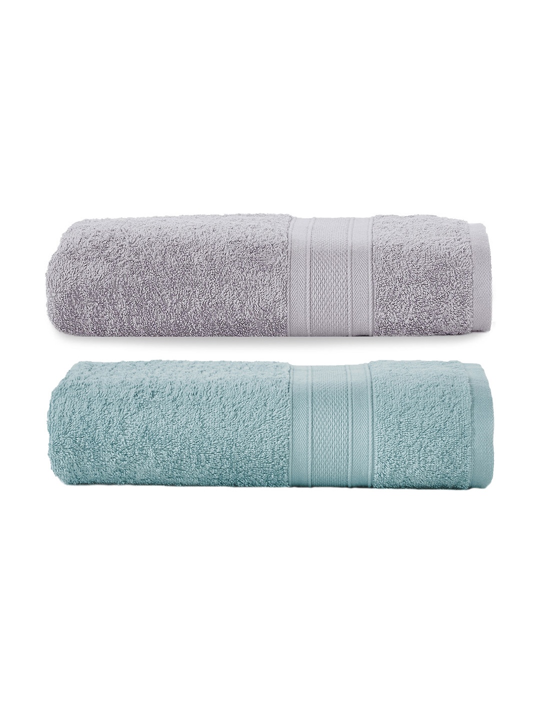 

MYTRIDENT Set of 2 Solid Pure Cotton 500 GSM Soft Plush Bath Towels, Green