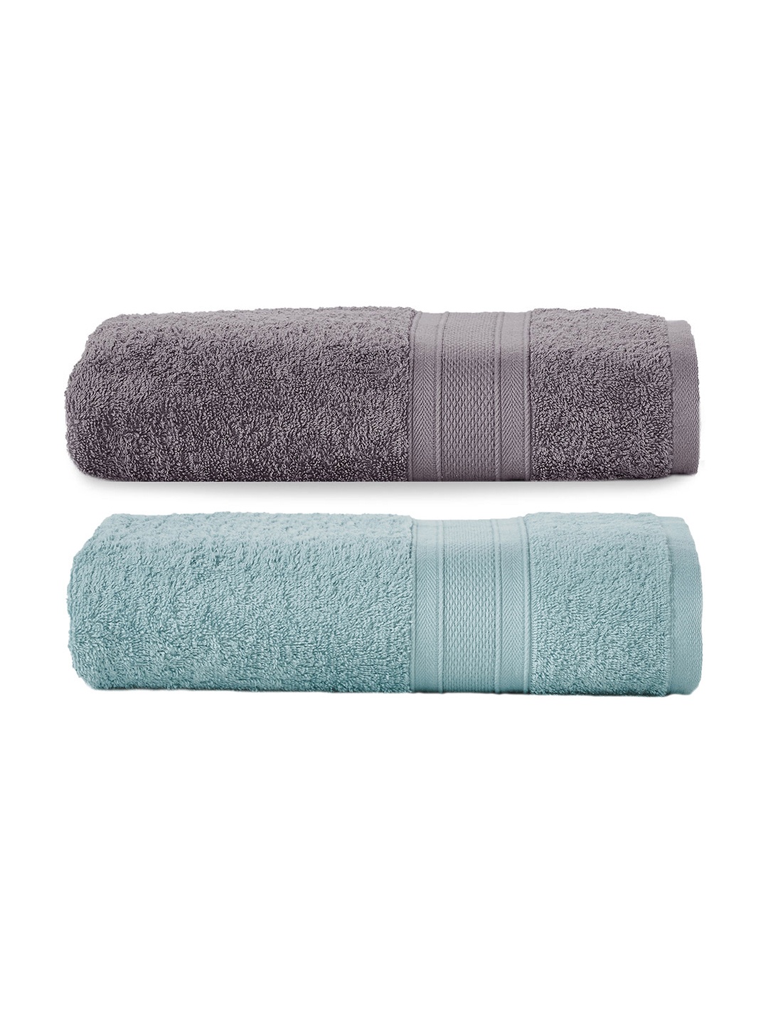 

MYTRIDENT Set of 2 Solid Pure Cotton 500 GSM Soft Plush Bath Towels, Green