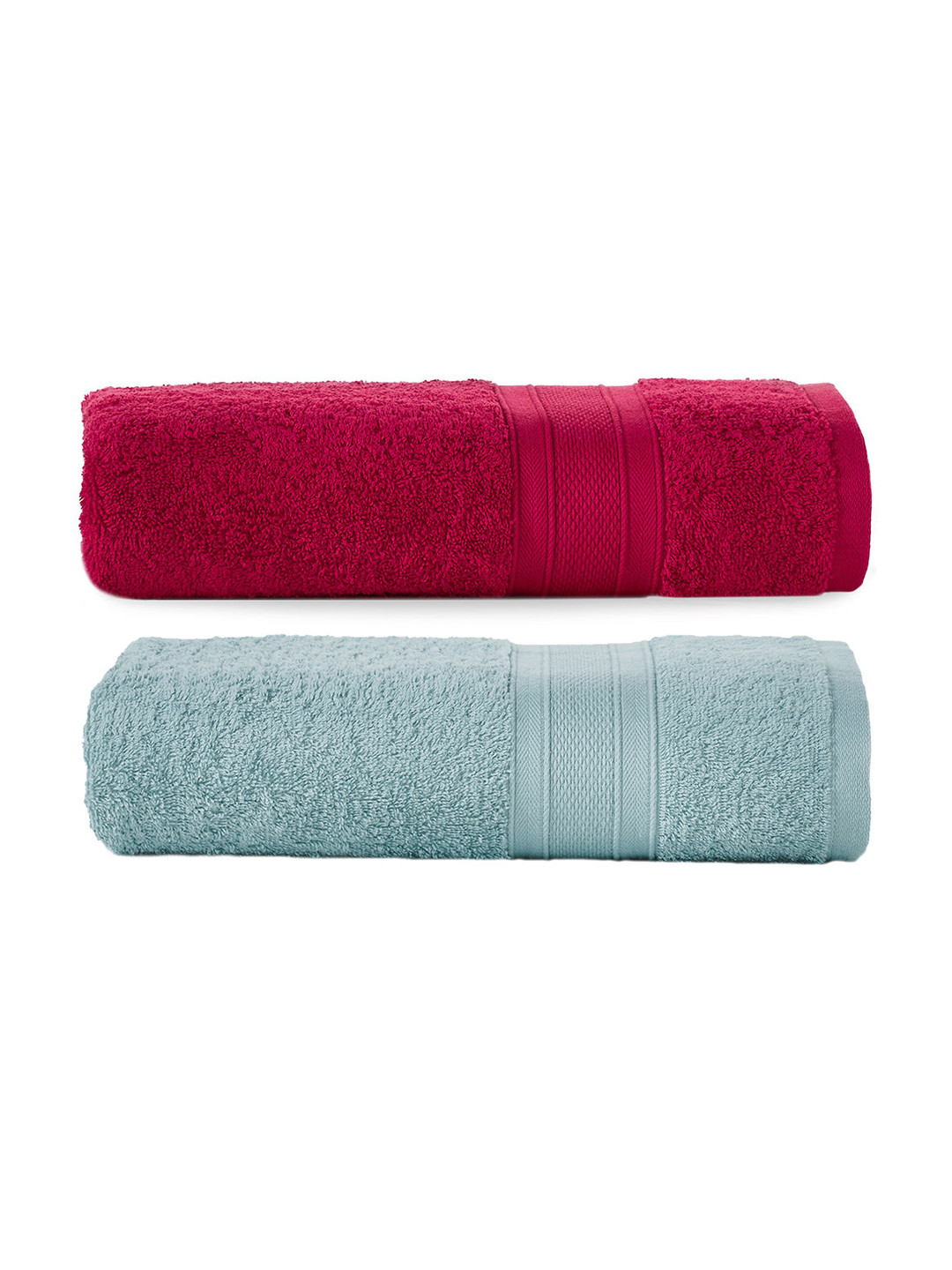 

MYTRIDENT Set of 2 Solid Pure Cotton 500 GSM Soft Plush Bath Towels, Green
