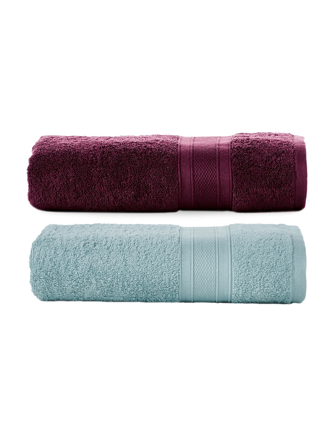 

MYTRIDENT Set of 2 Solid Pure Cotton 500 GSM Soft Plush Bath Towels, Green