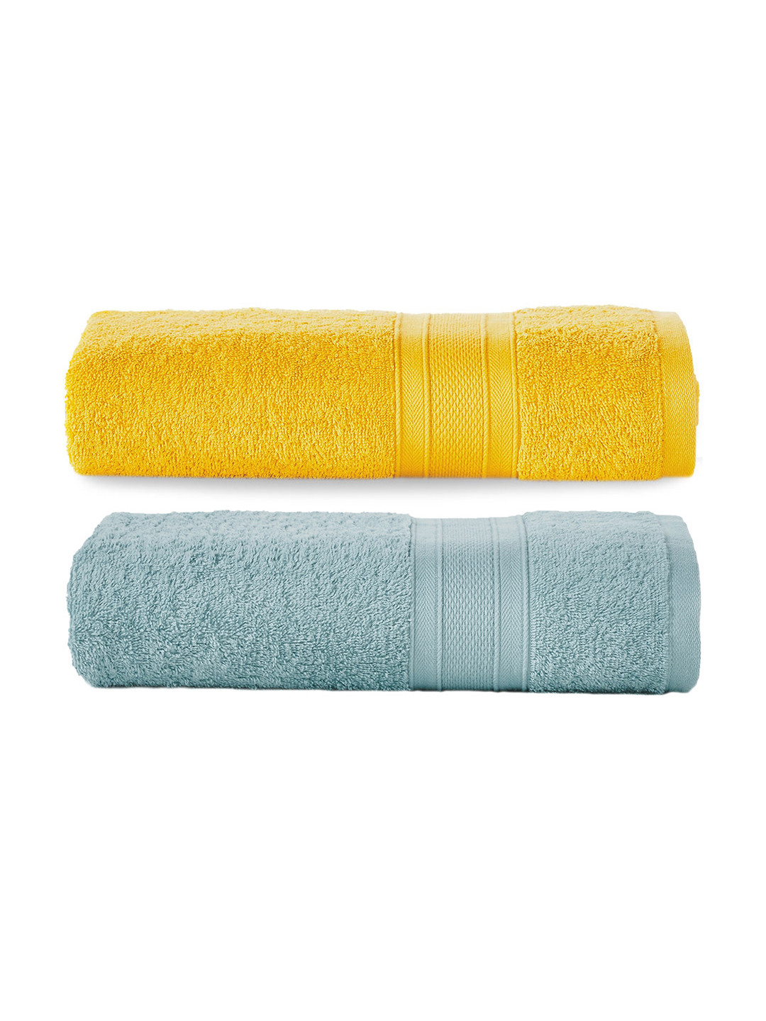 

MYTRIDENT Set of 2 Solid Pure Cotton 500 GSM Soft Plush Bath Towels, Green