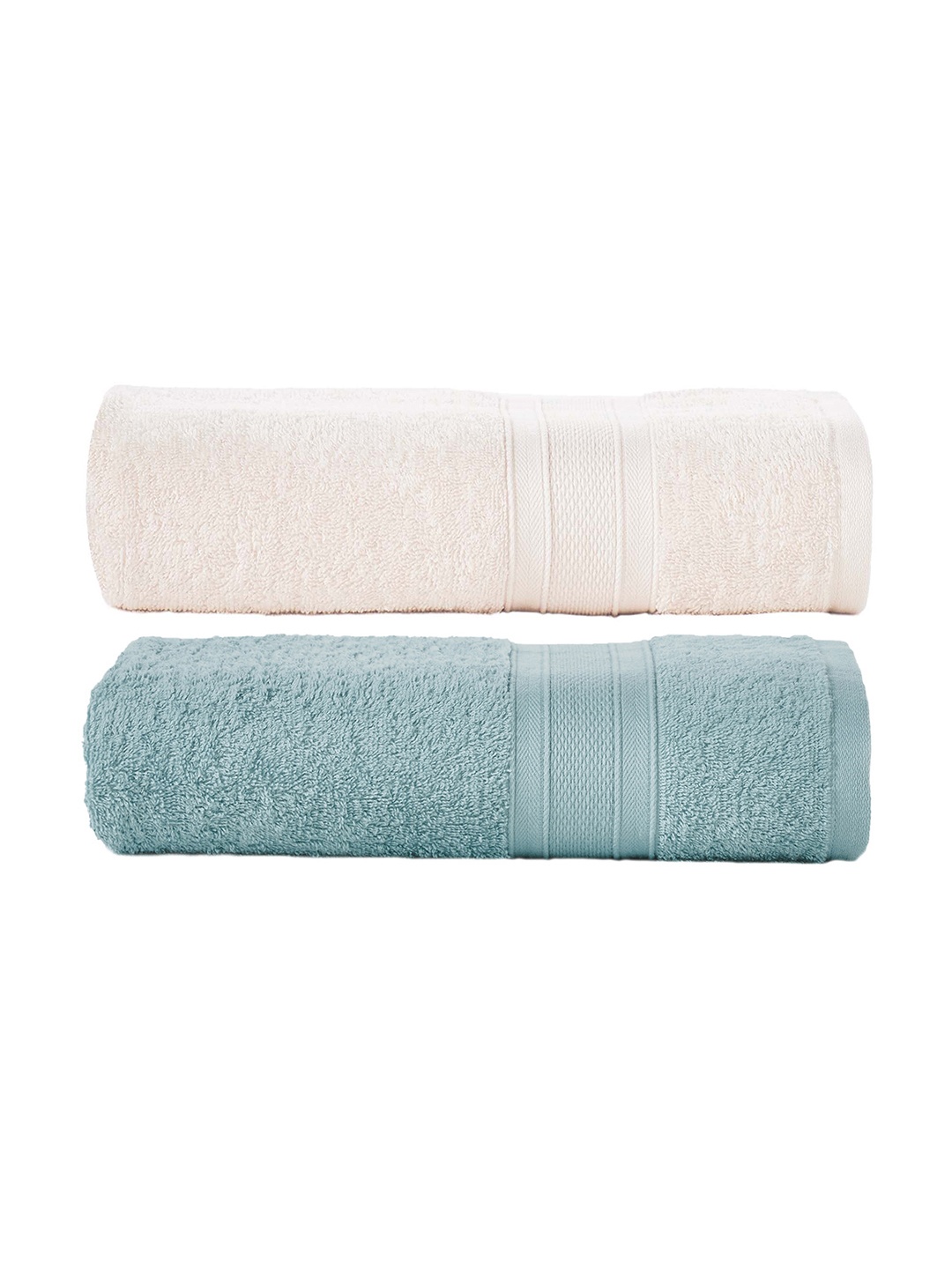 

MYTRIDENT Set of 2 Solid Pure Cotton 500 GSM Soft Plush Bath Towels, Green