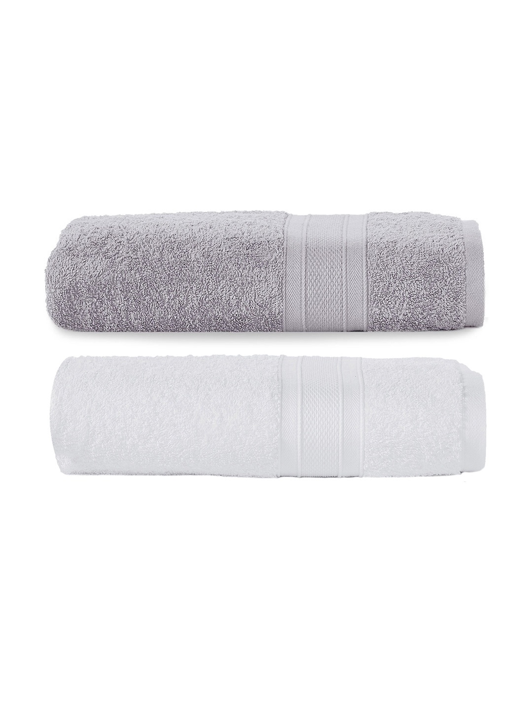 

MYTRIDENT Set of 2 Solid Pure Cotton 500 GSM Soft Plush Bath Towels, White