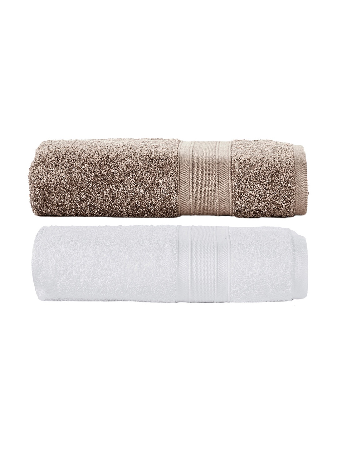 

MYTRIDENT Set of 2 Solid Pure Cotton 500 GSM Soft Plush Bath Towels, Brown