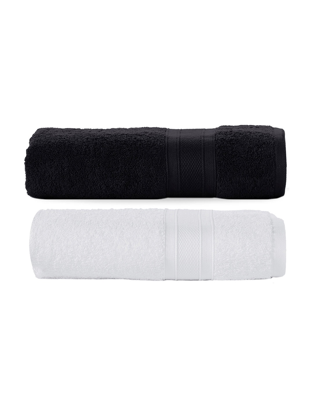 

MYTRIDENT Set of 2 Solid Pure Cotton 500 GSM Soft Plush Bath Towels, White