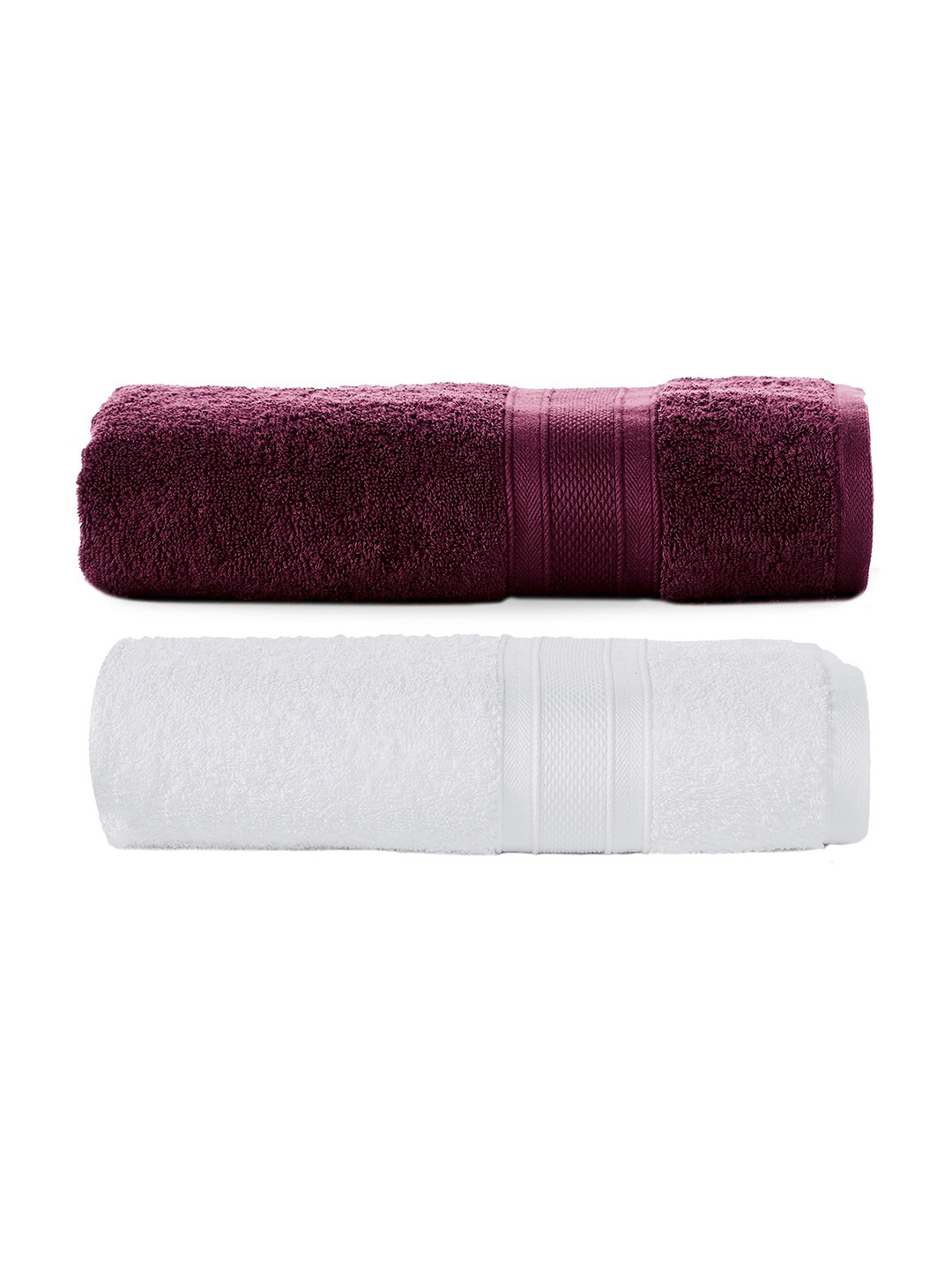 

MYTRIDENT Set of 2 Solid Pure Cotton 500 GSM Soft Plush Bath Towels, White