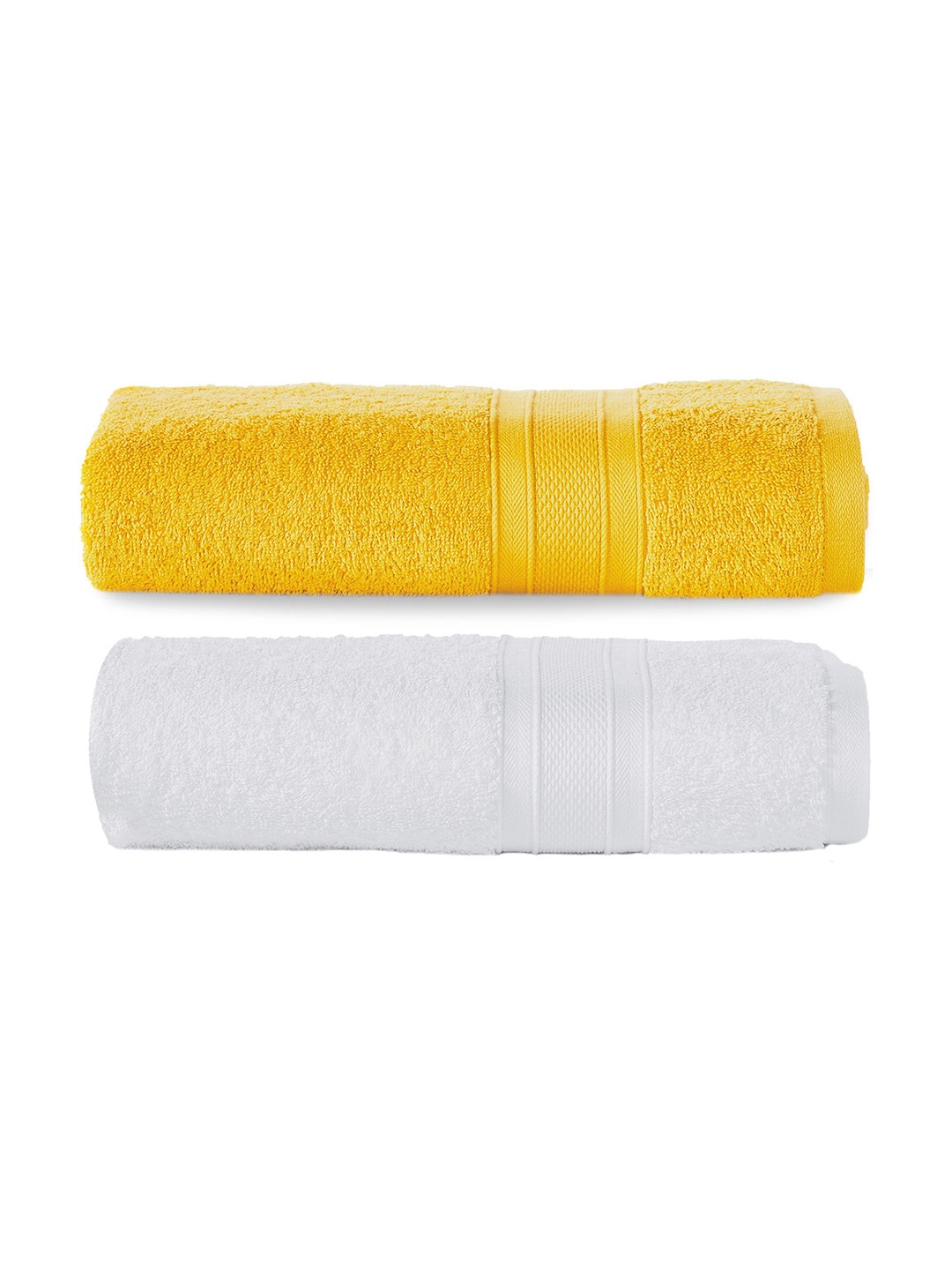 

MYTRIDENT Set of 2 Solid Pure Cotton 500 GSM Soft Plush Bath Towels, White