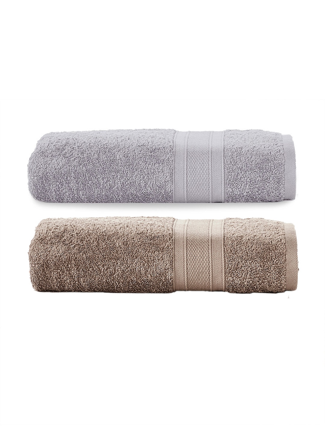 

MYTRIDENT Set of 2 Solid Pure Cotton 500 GSM Soft Plush Bath Towels, Brown